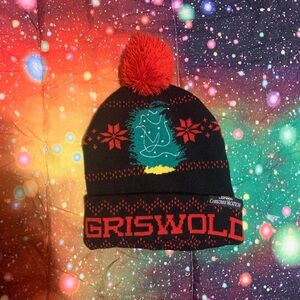 Griswold Black & Red Pom Beanie - Holiday Knit Hat